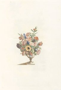 Blomstervase med solsikke og tulipaner af Anonymous