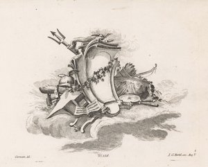 Cartouche med guds egenskaber af Anonymous