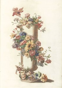 Cylindrisk vase med blomsterkrans af Anonymous
