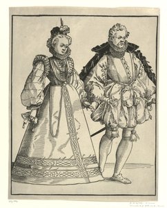 Dansende adelsmand og kvinde i tysk hofdragt Bold (serietitel) af Anonymous