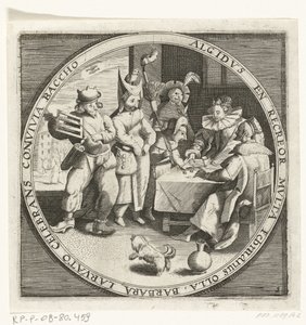 På måneden i februar, Vastenavond, ca. 1600 De tolv måneder af et år billede i scener fra folkelivet (serietitel) Skemaer for de 12 måneder med deres operationer og deres anvendelse på stjernetegnene, opdelt i fire dele af året (serietitel på objekt) af Anonymous