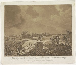 Digebrud i Kedichem, 1809 Ysgang og Doorbraak te Kedichem i Louwmaand 1809 (titel på objekt) af Anonymous