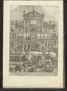 Doge en Serenissima Signoria voor kirken i San Giorgio Maggiore i Venedig Scènes uit het Venetiaanse leven (serietitel) Habiti d
