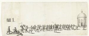 Dominicus er trukket på en trillebør til Ronde Lutheran Church, 1683-1684 af Anonymous