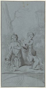 Tre putti ved et træ af Anonymous
