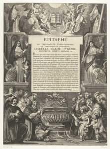 Epitaaf for Isabella Clara Eugenia, 1633 Epitafium af den højeste, mest magtfulde og mest august-prinsesse, Isabella, Claire, Eugenie, af Østrig, Infanta af Spanien, osv. (titel på objekt) af Anonymous