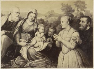 Fotogengivelse af (formentlig) et print af den hellige familie og stiftere af Anonymous
