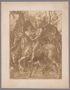 Fotoreproduktion af graveringen Knight, Death and Devil af Albrecht Dürer af Anonymous