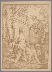 Fotogengivelse af træsnittet Aristoteles og Phyllis af Hans Baldung Grien af Anonymous