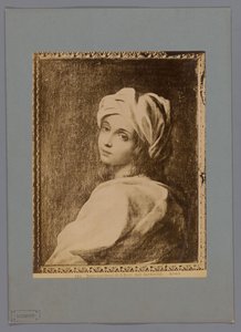 Fotoreproduktion af et malet portræt af Beatrice Cenci af Guido Reni, i Galleria Barberini i Rom Beatrice Cenci di G. Reni - Gall. Barberini (titel på objekt) Roma (serietitel på objekt) af Anonymous