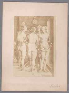 Fotoreproduktion af en gravering af fire nøgne kvinder af Albrecht Dürer af Anonymous