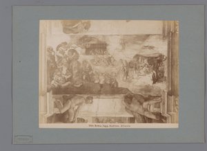 Fotogengivelse af freskoen Syndfloden af ​​Michelangelo i Det Sixtinske Kapel Roma. capp. sistina. Diluvio (titel på objekt) af Anonymous
