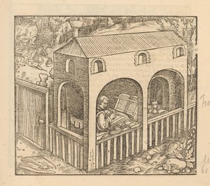 Francesco Petrarca skriver i sit hus af Anonymous