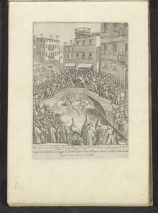 Gevecht om en ​​brug i Venedig Scènes uit het Venetiaanse leven (serietitel) Mænds og venetianske kvinders vaner med optoget af Ser.ma Signoria og andre detaljer, dvs. triumfer, festivaler og offentlige ceremonier i den adelige by Venedig (s) af Anonymous