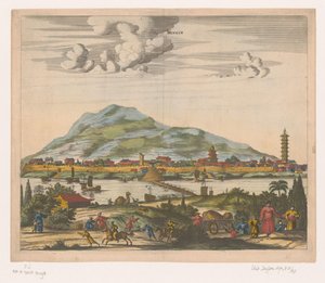 Udsigt over den kinesiske by Nanjing Lankin (titel på objekt) af Anonymous