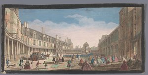 Udsigt over Cour Ovale i Palais de Fontainebleau Veüe de la Cour Ovale de Fontainebleau (titel på objektet) af Anonymous