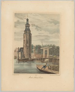 Udsigt over Montelbaanstoren i Amsterdam Mont Albans Tooren (titel på objekt) Ansigter af de seks hovedtårne ​​i byen Amsterdam. 2nd Cahier (serietitel) af Anonymous