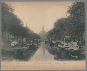 Udsigt over Turfmarkt og Nieuwe Kerk i Haag Hilsen fra Haag; Turfmarkt og Nieuwe Kerk (titel på objekt) af Anonymous