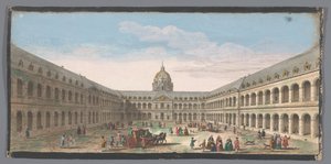 Udsigt over gården til Hôtel des Invalides i Paris Vüe ​​​​de la grande cour de l