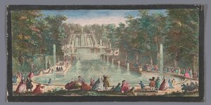Udsigt over kaskaderne i haven til Château de Saint-Cloud Veue de la cascade de St. Cloud (titel på objekt) af Anonymous