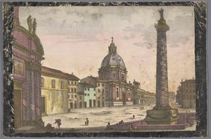 Udsigt over kirken Santa Maria di Loreto og Trajans søjle i Rom af Anonymous