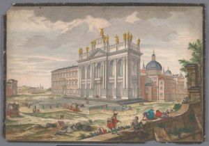 Udsigt over Johannes Laterankirken i Rom Veduta della Basilica di S. Giovanni Laterano (titel på objekt) af Anonymous