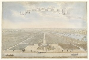 Udsigt over Cornelis Vriendschap-plantagen i Surinam Plantage Cornelis Venskab (titel på objekt) af Anonymous