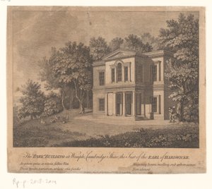 Udsigt over en bygning i Wimpole Estate ejendom Parkbygningen i Wimple, Cambridge Shire, sæde for jarlen af ​​Hardwicke (titel på objektet) af Anonymous