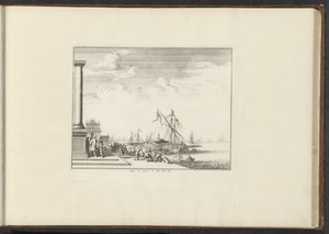 Udsigt over et palads i Livorno Palais de Livorne au bord dela Mer (titel på objektet) Paladser og monumenter i Venedig, Livorno, Napoli og Rom (serietitel) af Anonymous