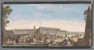 Udsigt over slottet i Versailles set fra haven Vue du Chateau de Versailles (titel på objekt) af Anonymous