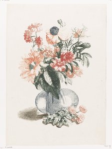 Glasvase med forskellige blomster og en solsikke af Anonymous