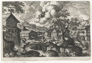 Gud viser sig foran en gammel mand Landskaber med mytologiske og bibelske scener (serietitel) af Anonymous