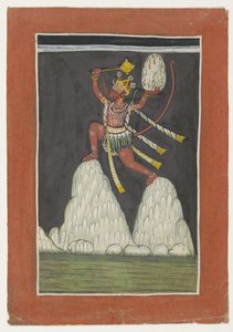 Hanuman hopper på bjergtoppe af Anonymous