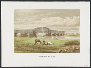 Hedelse Jernbanebro over Maas, 1870 Jernbanebro ved Hedel (titel på objekt) Hovedjernbanebroerne i Holland (serietitel) af Anonymous