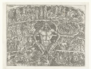 Helvede med Satan og straf af syndere med dæmoner Questo el inferno del chapo santo di Pisa (titel på objekt) af Anonymous