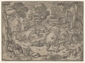Hercules og Nemean Lion af Anonymous