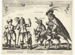 Den triste afsked med Don de Calabassa fra Flandern og tilbagevenden til Spanien, 1646 Droevich-farvel til Don de Calabassa fra Flandern efter Spagnien (titel på objekt) af Anonymous