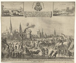 Isunderholdning på den frosne Schelde i Antwerpen, 1684 Le vray poutraict, du Triomphe faict sur la glace demy navigable, de la riviere d