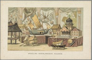 I bygningen af ​​de hollandske kolonier på verdensudstillingen i Amsterdam, 1883 Afdeling for de hollandske kolonier (titel på objekt) Minde om Amsterdam i 1883 (serietitel på objekt) af Anonymous