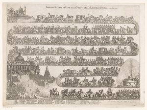 Dronning Christina af Sveriges indrejse i Rom Ingresso Solenne in Roma della Maestra della Regina di Svezia ai 23 xbre 1655 (titel på objekt) af Anonymous