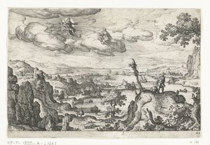 Jupiter i sin vogn og en anden Gud Landskaber med mytologiske og bibelske scener (serietitel) af Anonymous