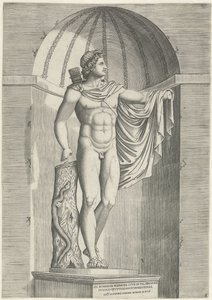Klassisk statue Apollo Belvedere i niche af Anonymous