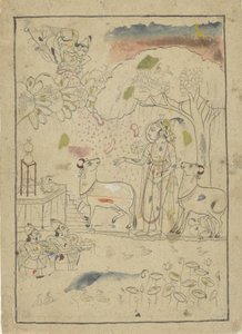 Krishna med køer fra linga alteret af Anonymous
