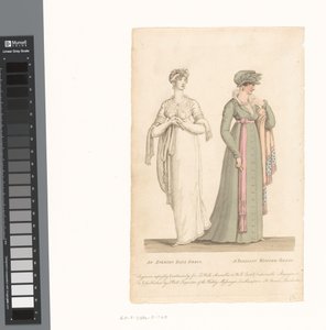 La Belle Assemblée, 1. marts 1807, nr. 14: En aftenboldkjole / En parisisk vinterkjole af Anonymous