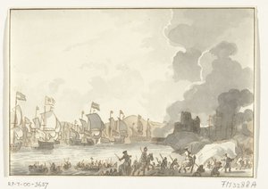 Landgang af den engelske og hollandske flåde ved Cadiz, 1702 af Anonymous