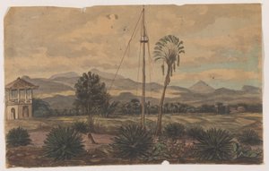 Landskab med flagstang af Anonymous