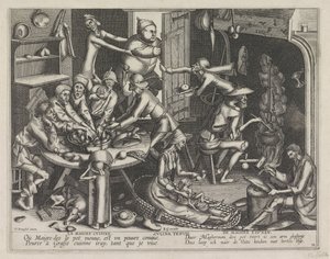 tyndt køkken La Maigre Cuisine / Culina Tenuis / De Magher Keuken (titel på objekt) Magert køkken og det fedtede køkken (serietitel) af Anonymous