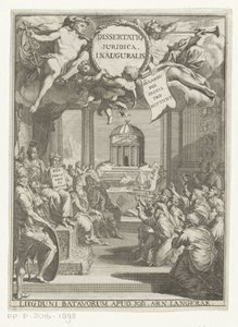 Minerva og knælende lærde Dissertatio juridica inauguralis (titel på objekt) af Anonymous