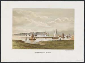 Moerdijk-broen, 1871 Jernbanebro ved Moerdijk (titel på objekt) Hovedjernbanebroerne i Holland (serietitel) af Anonymous