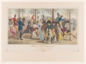 Optocht i Long-Champ Promenade de Longchamp An. X - 1802 (titel på objekt) af Anonymous